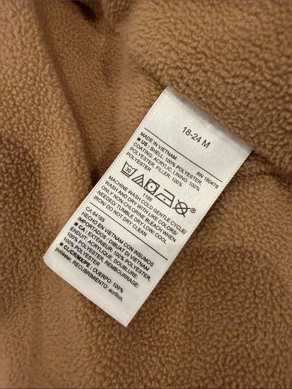Old Navy Puffer Vest Tan - 18-24 Months - C39-141